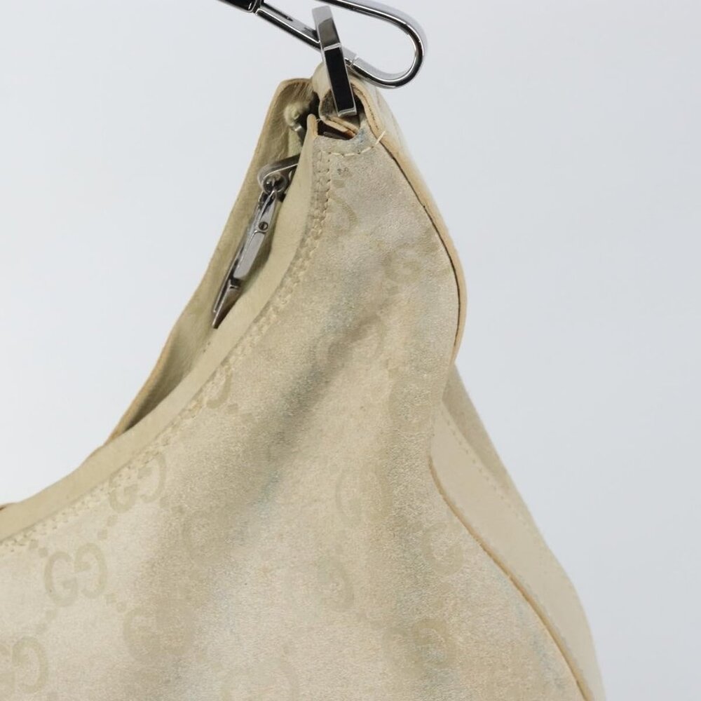 Authentic GUCCI GG Canvas Shoulder Bag Suede White Silver 000 0602 - Picture 6 of 16